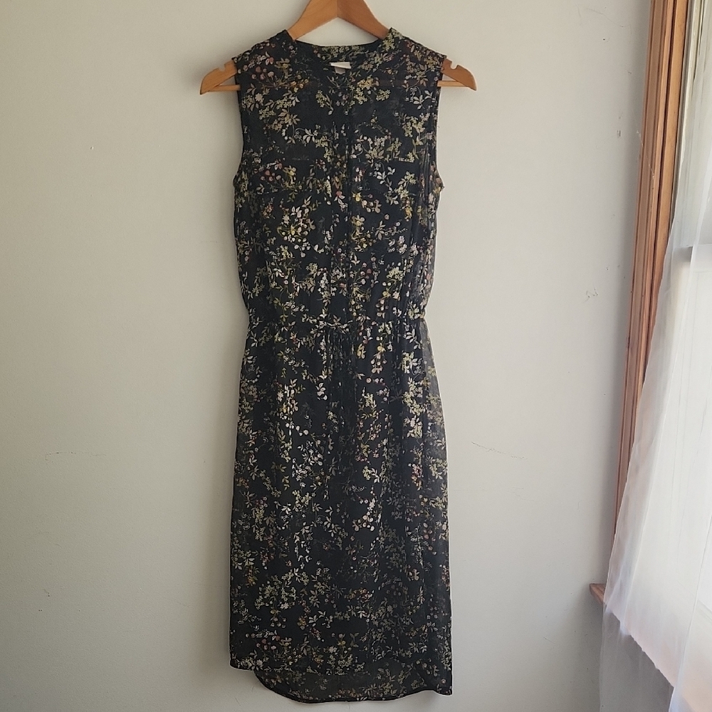 Merona Black Sheath Midi Dress Sleeveless Crew Neck